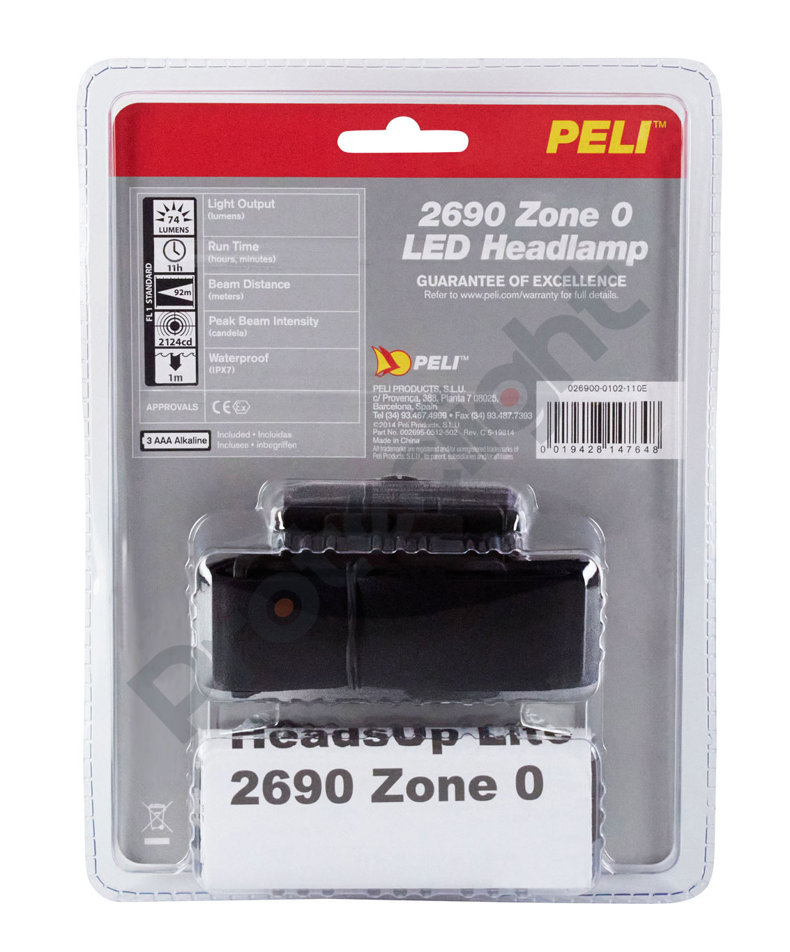 MMF PROTECTION ET SECURITE : Lampe frontale PELI™ 2690 Atex Zone 0