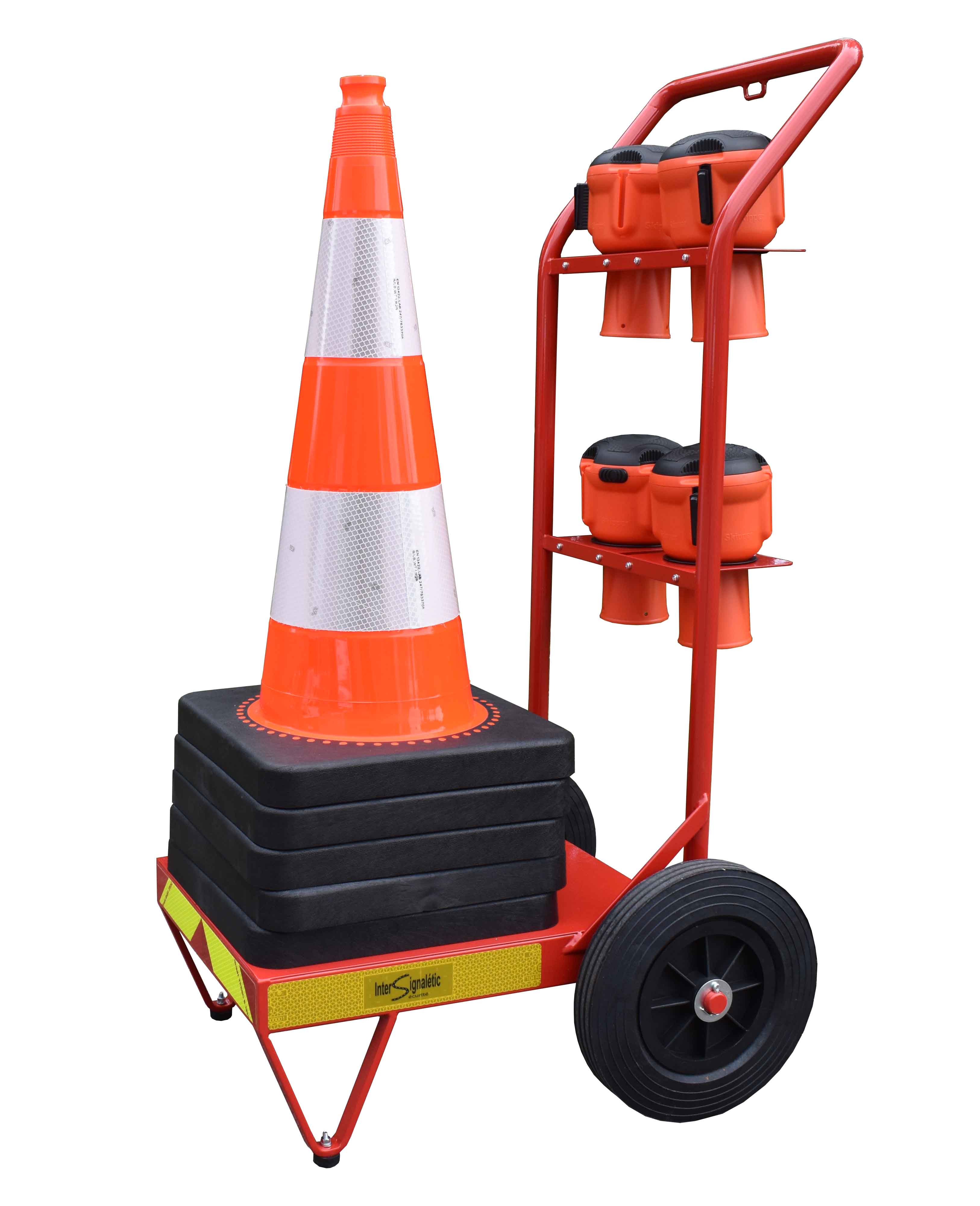 Chariot de balisage porte cônes et ruban de signalisation : achetez au ...